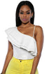 Sexy White Ruffle Luxe Crop Top